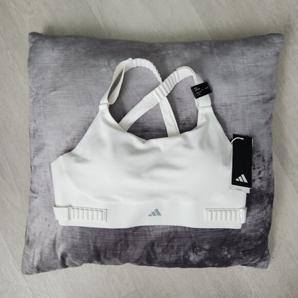 NWT White Sport Bra FastImpact Luxe Run High-Support adidas - Picture 4 of 13